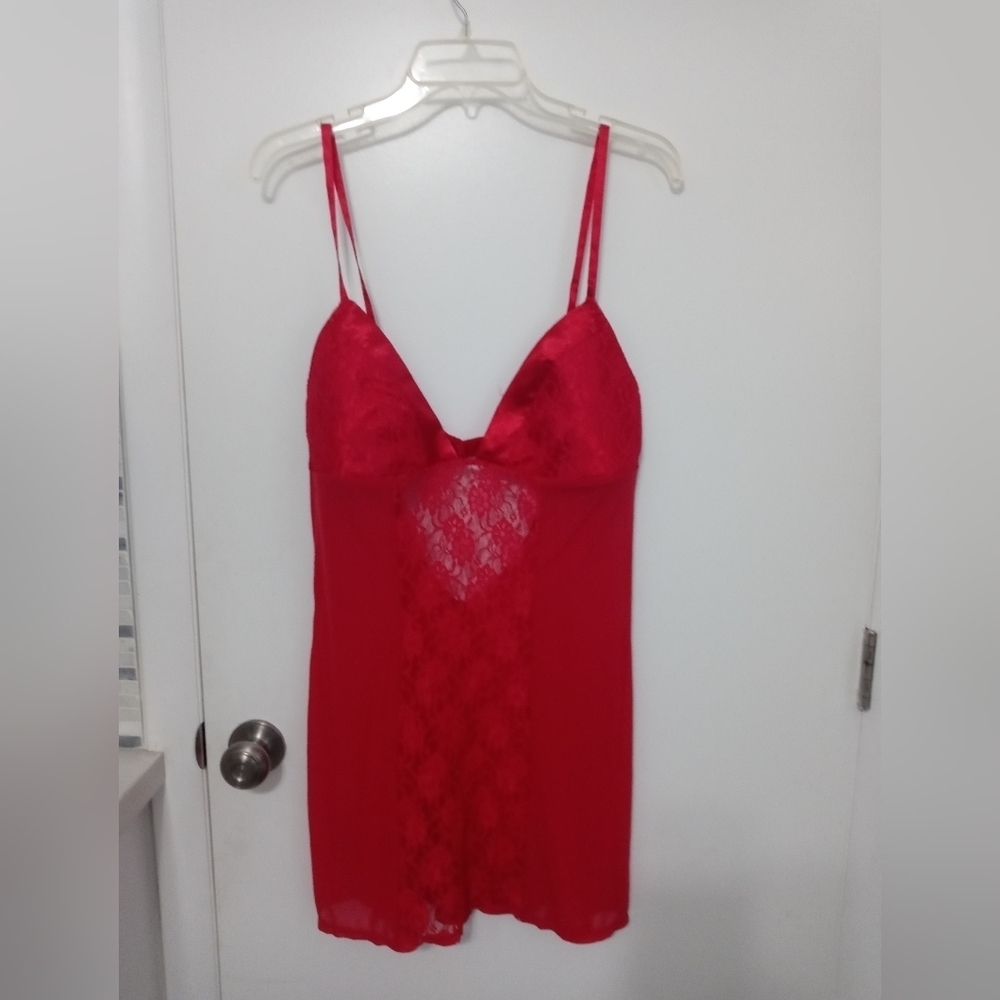 FREDERICK'S OF HOLLYWOOD VALENTINE RED SATIN & LACE TEDDY XL